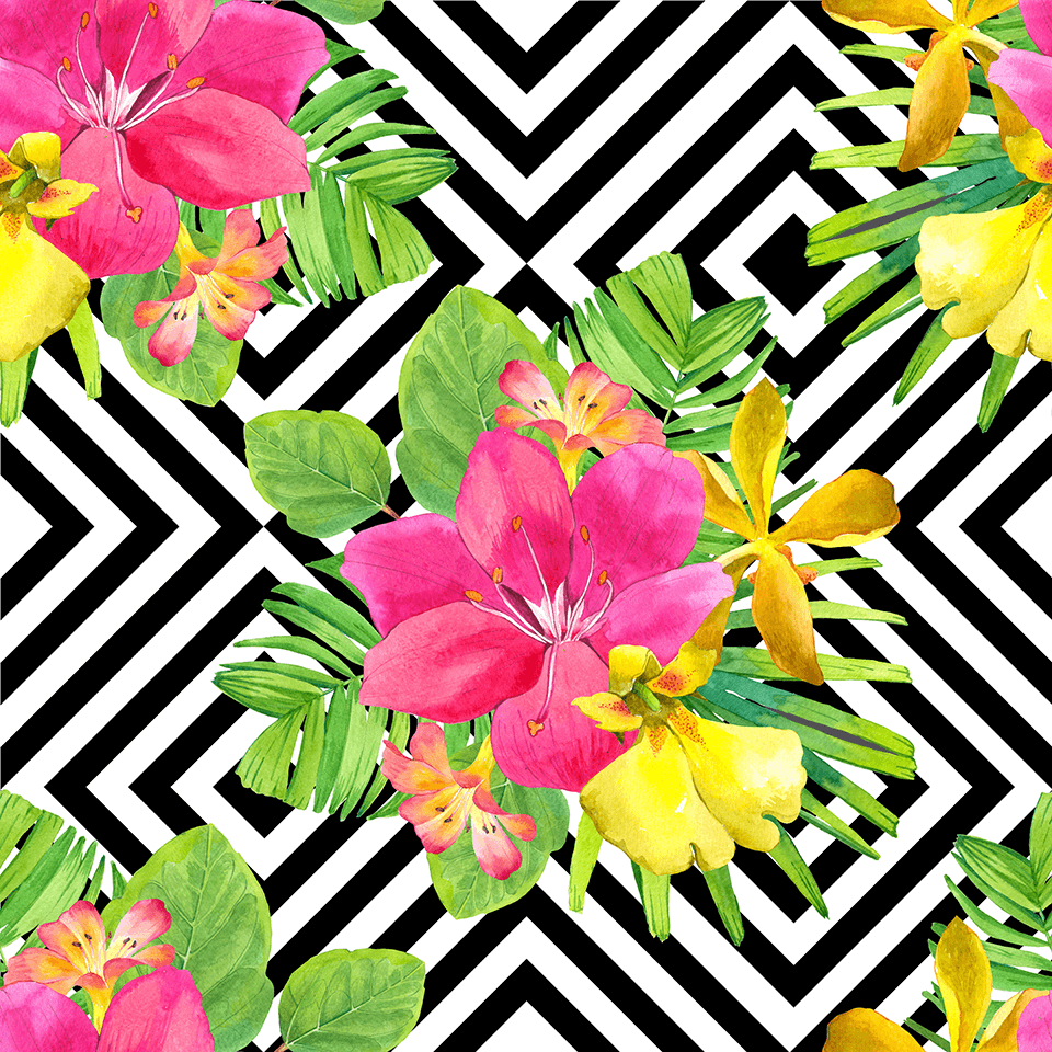 Tropical flowers pattern